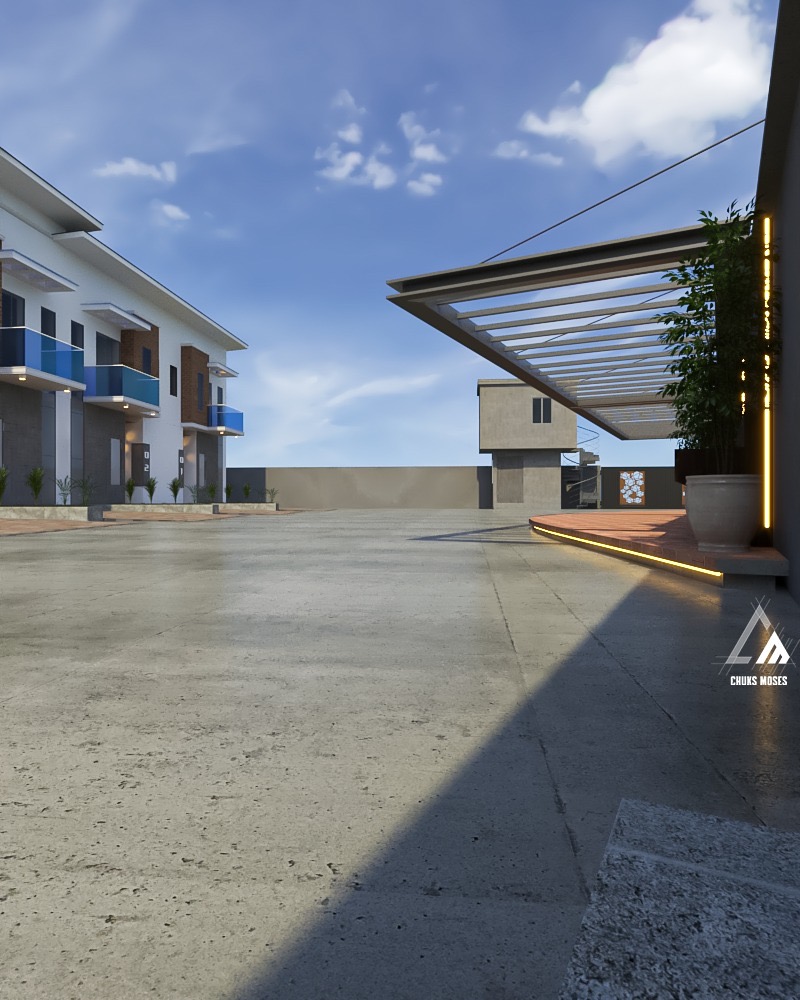 Luxury Developments terrace evening courtyard render